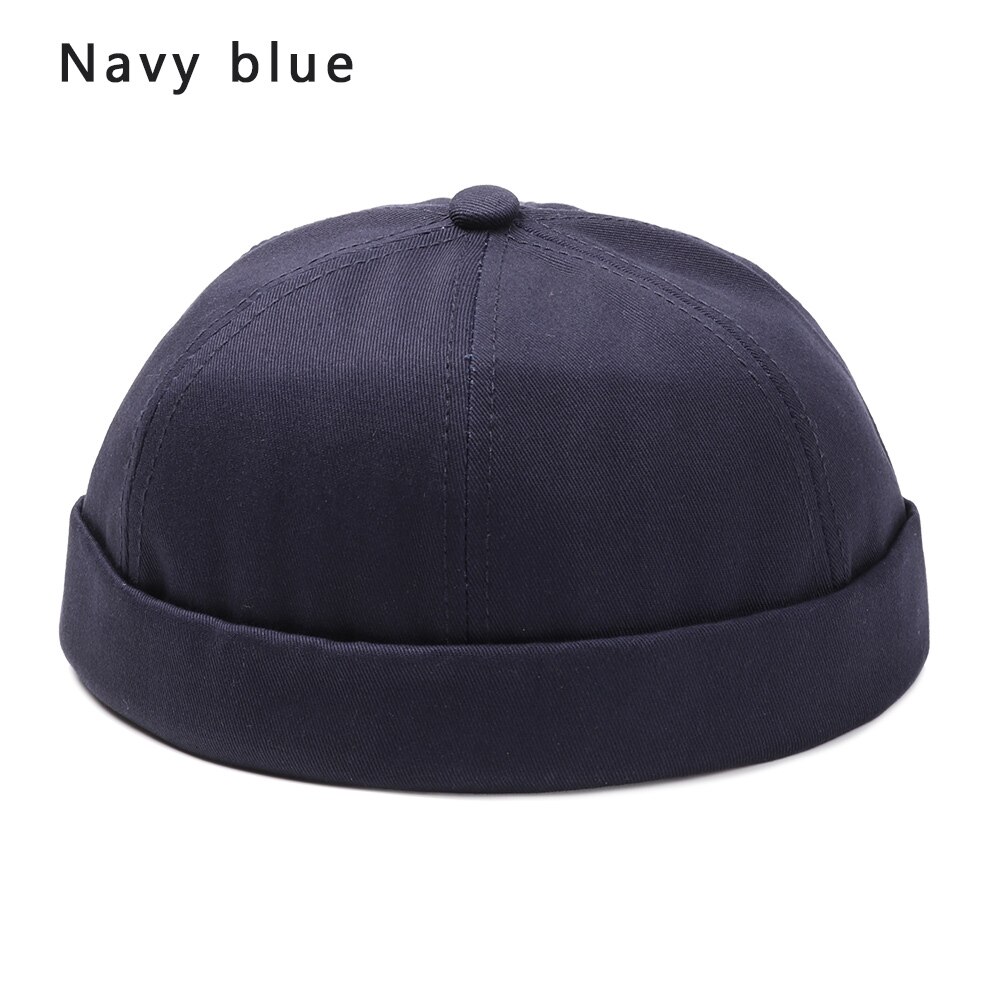 Sombrero Brimless para hombres y mujeres, capó ajustado de algodón, gorra de Skullcap roja pequeña juvenil, gorra sin visera negra para verano, boina de reloj marinero Docker: navy blue
