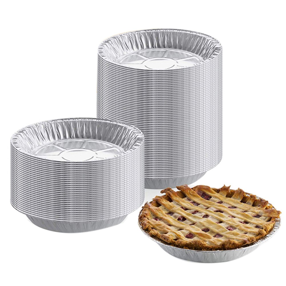 Plat de cuisson antiadhésif jetable rond en aluminium pour BBQ, résistant aux hautes températures, 50 pièces