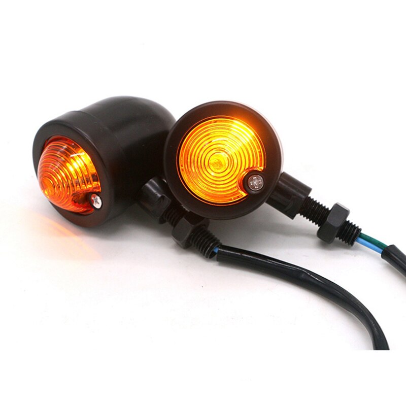 Faro trasero Universal de Metal para motocicleta, luces de giro, reajuste Retro redondo, accesorios para CG125: black yellow light