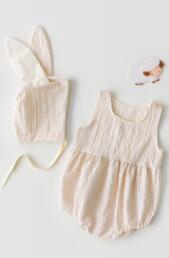 Milancel Zomer Baby Bodysuits Leuke Bunny Stijl Baby Meisjes Bodysuits Mouwloze Peuter Jongens Kleding: beige / 3T