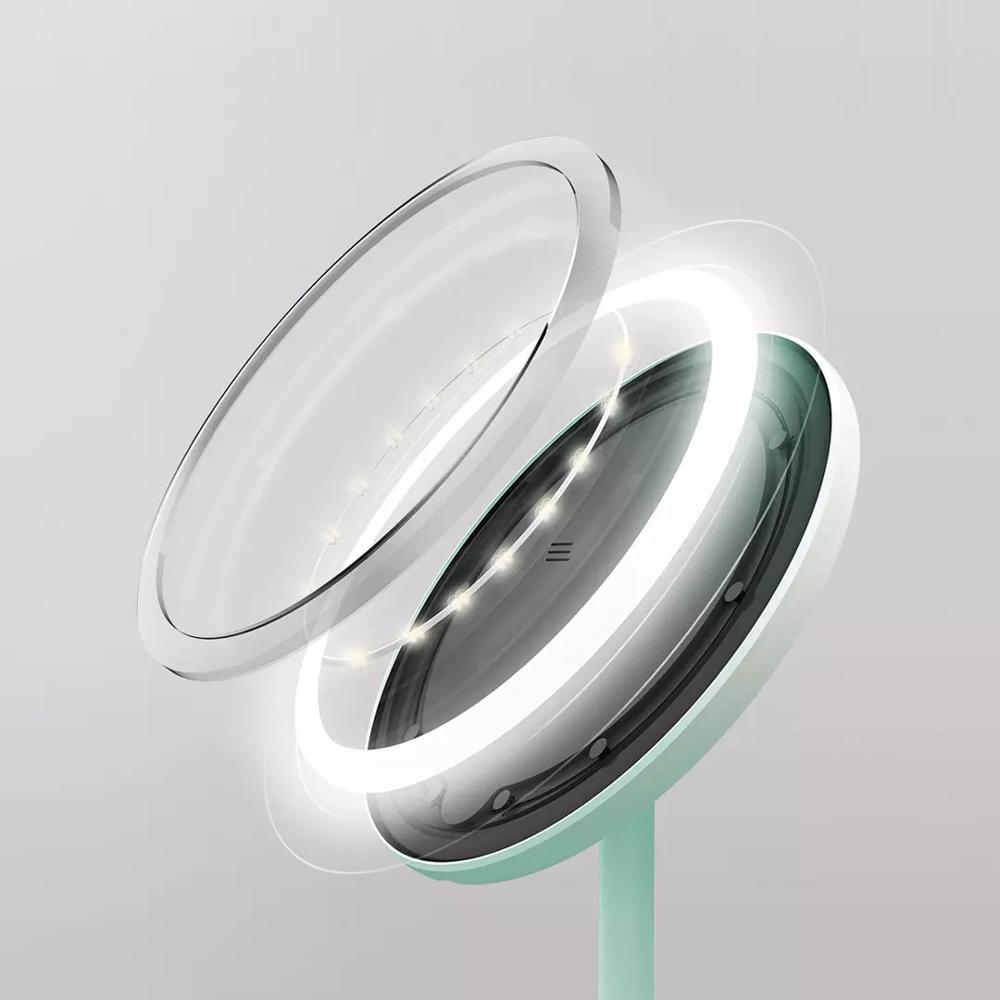 Espejo Xiaomi Mijia DOCO HD para maquillaje, espejo redondo de un lado con luz diurna de 360 °, pantalla táctil de carga USB, brillo ajustable Xiomi