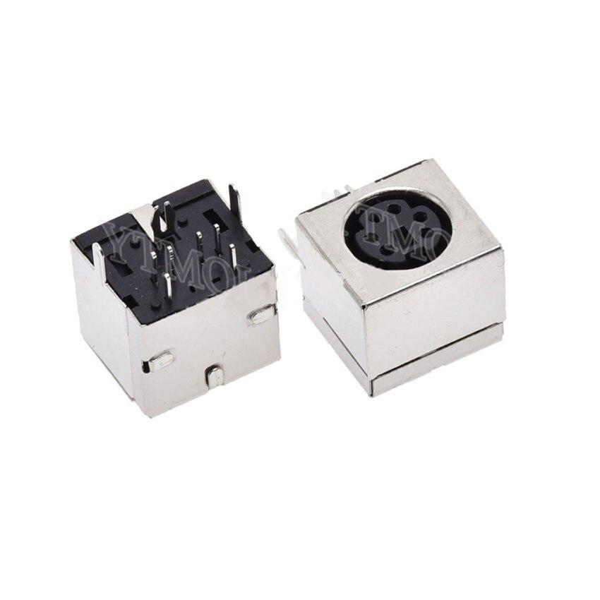 5pcs Mini Din 3 4 5 6 7 8 9 Pin Female Din Sockets MD-SM Shield Right Angle Through Holes PCB Circular Receptacle Connector: Silver