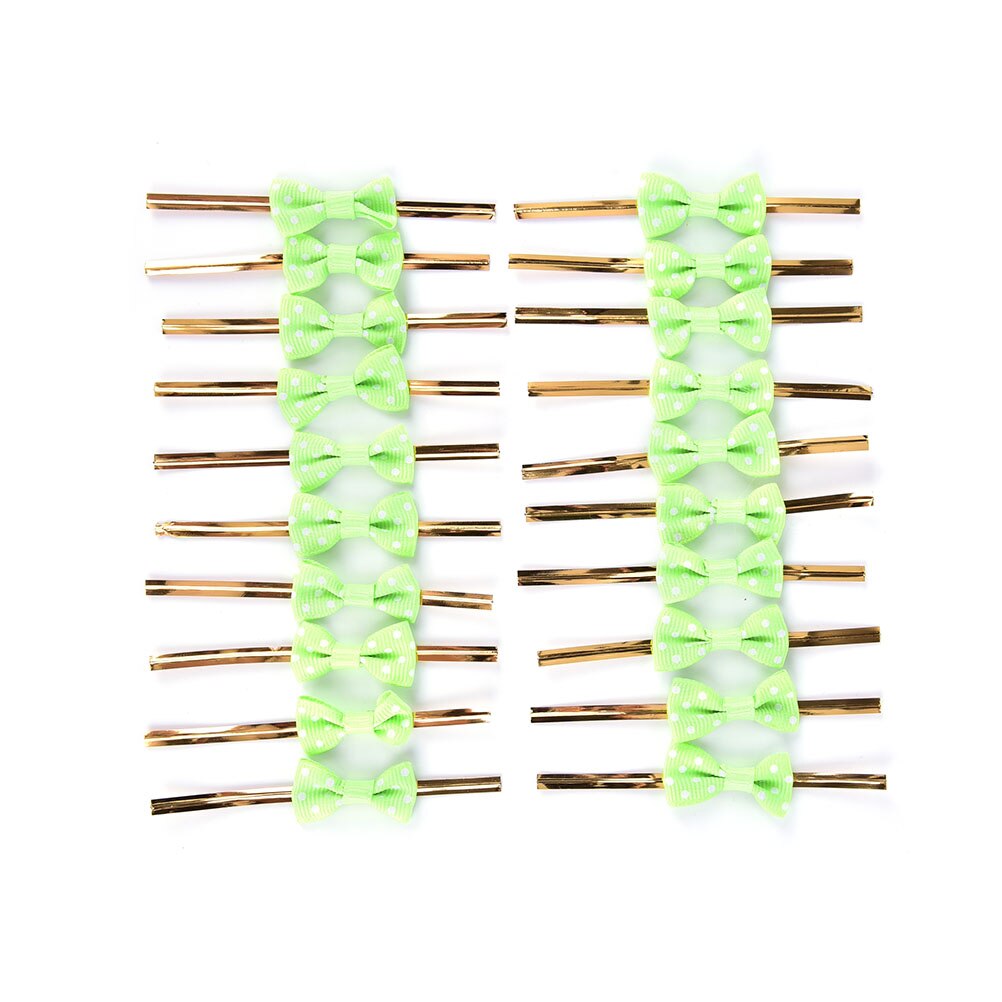 20 stk polkaprikkede slips til slikkage metallisk twist wire binde sløjfe kagepose indpakning gør-det-selv bryllupsfest dekoration: Grøn