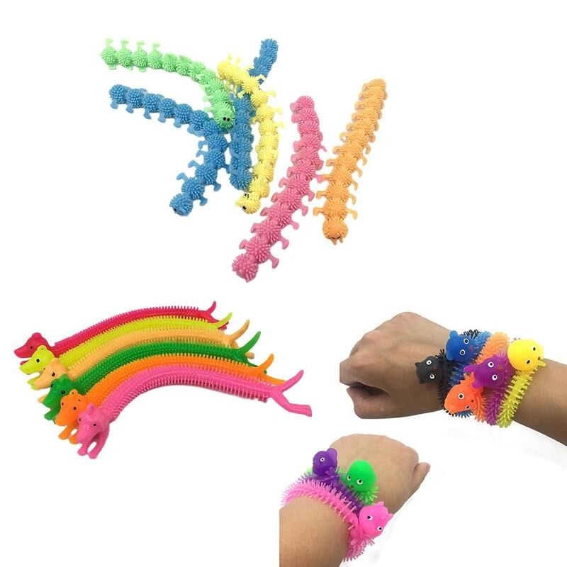 1pcs Elastic Caterpillars Stress Relief Toy Caterpillars Stretch Toy Kids Fidget Vent Toys Adult Decompression Tool Random Color