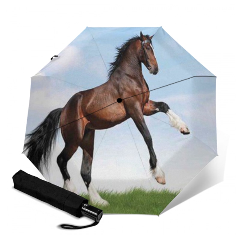 Fully-Automatic umbrella Horse Painting Parasol UV protection Aluminum Alloy Umbrellas Guarda Chuva Paragua Rain Gear