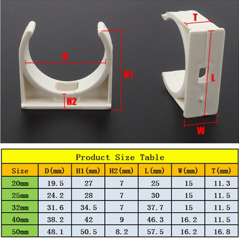 20~100pcs Inner Dia 20~50mm PVC Pipe Clamp Irrigation System Connector Fittings Clip U Shape Clamp Interlock Plastic Tube Base