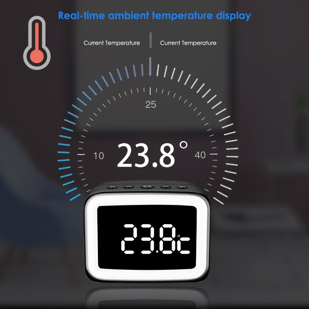 Draadloze Bluetooth 5.0 Led Spiegel Display Wekker Fm Radio Tf Muziekspeler