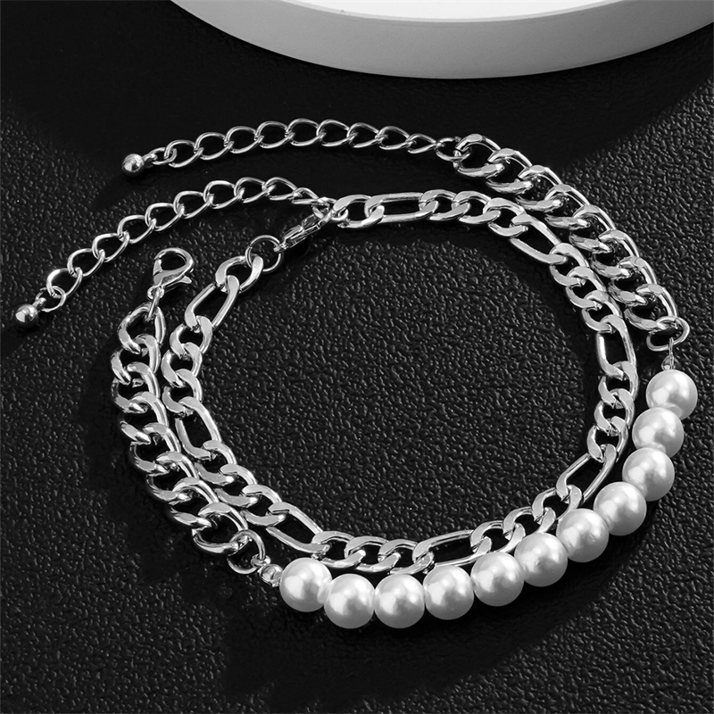 2 Packungen Von Einfache modisch Stil exquisit herren Perle Armbänder Kreative Spleißen Kette Armbänder männer Schmuck Beste