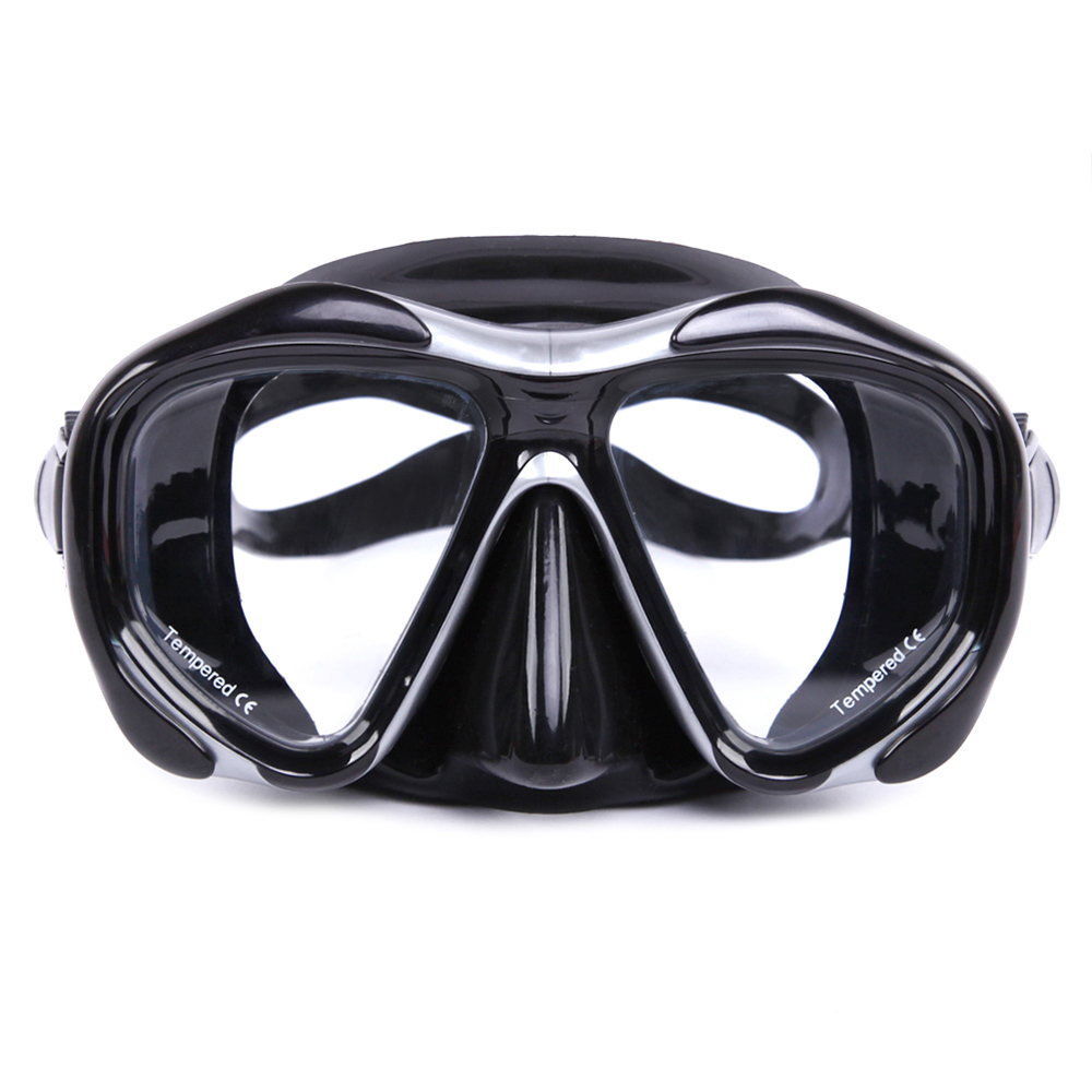 Professionele Siliconen Gear Scuba Duikbril Snorkel Volwassenen Anti-Fog Uv Waterdichte Zwemmen/Duik Bril Mannen vrouwen: Silver Black