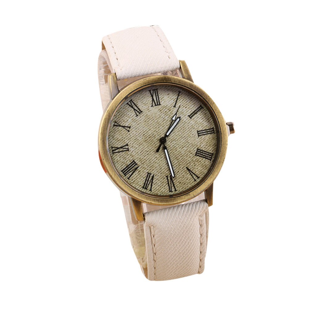 Reloj de pulsera de cuarzo analógico para hombre y mujer, cronógrafo de lujo con Relojes De Correa De Cuero famosa, para boda, negocios, Unisex: Blanco