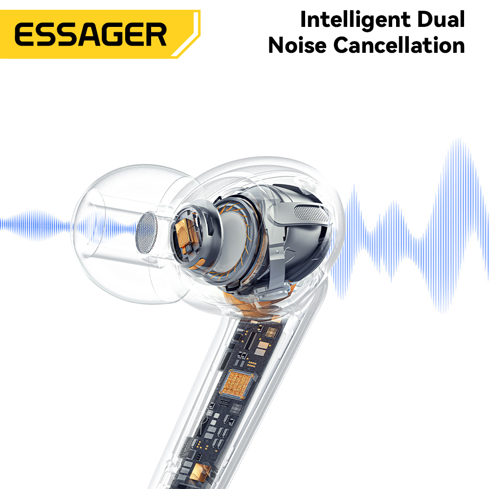 Essager Wireless Bluetooth 5.3 Headset Dual Noise Cancelling Touch Control Ohrhörer mit Mikrofon HiFI Stereo Sound Kopfhörer