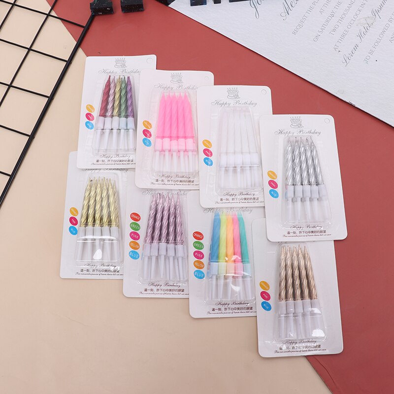 10pcs/set Thread Birthday Candles Cake Candle Wedding Party Decoration Supplies Stand Cake Candle