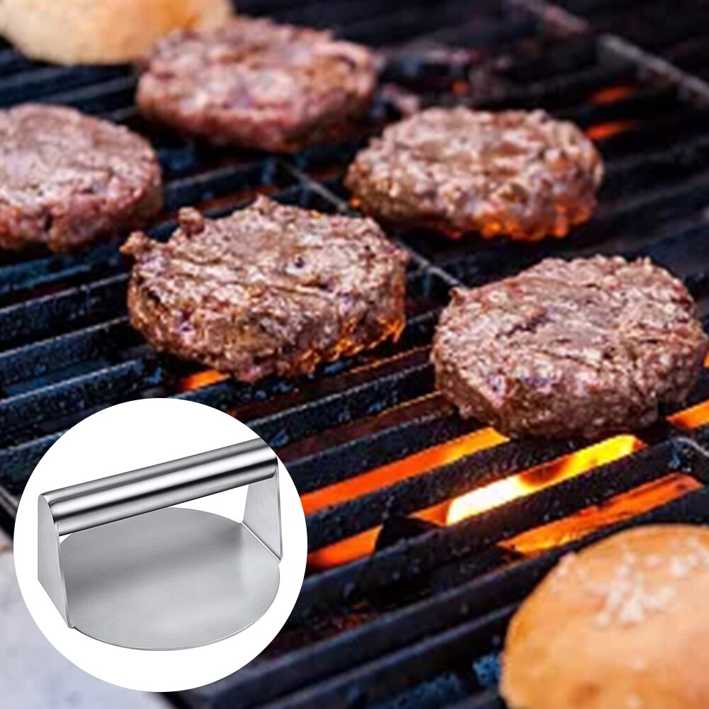 Stainless Steel Burger Press Round/Square Shape Nonstick Burger Smasher Bacon Ham Press Flap Top Grill Griddle Cooking Tool
