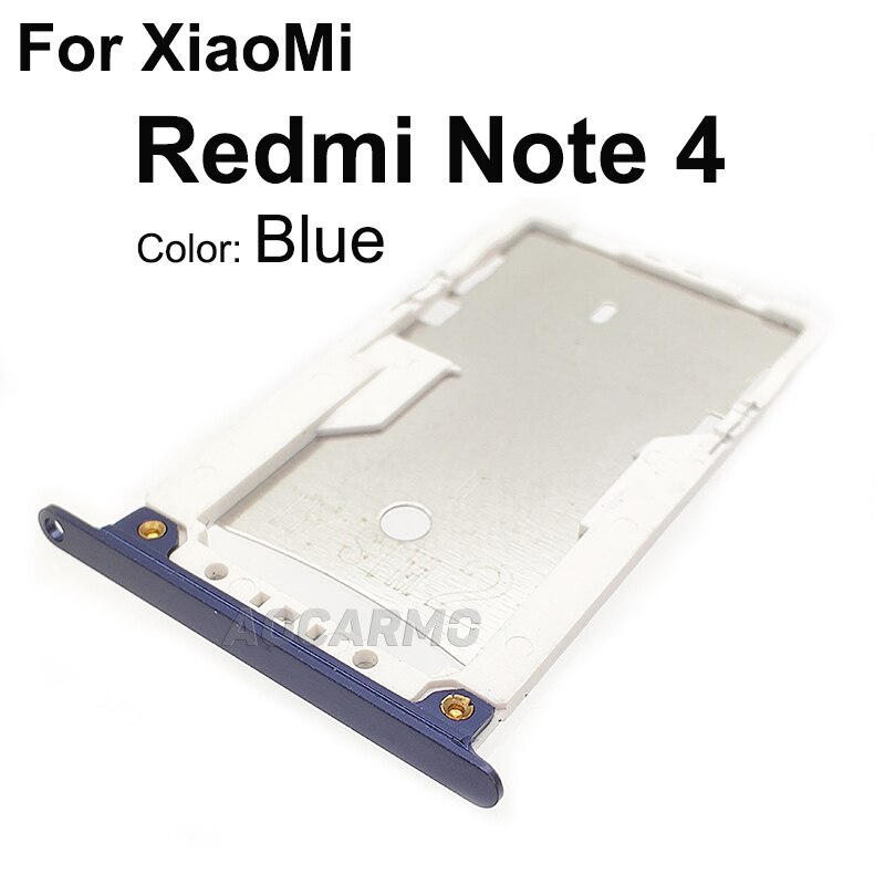 Aocarmo Sim Card Tray MicroSD SD Slot Holder Replacement Part For XiaoMi Redmi Note 4: Note 4 -- Blue