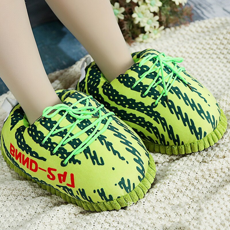 Suihyung kvinder indendørs sko bomuld sneakers hjemmesko sjove stribede brød sko mænd vinter blød varm hjemme gulv cut fede sko: Multi / 7