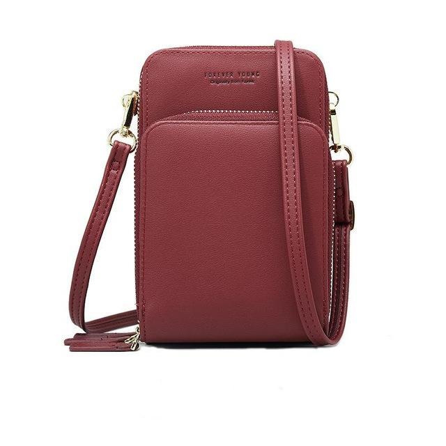 Crossbody Cell Phone Shoulder Bag Cellphone Bag Daily Use Card Holder Mini Summer Shoulder Bag for Women Wallet: Burgundy