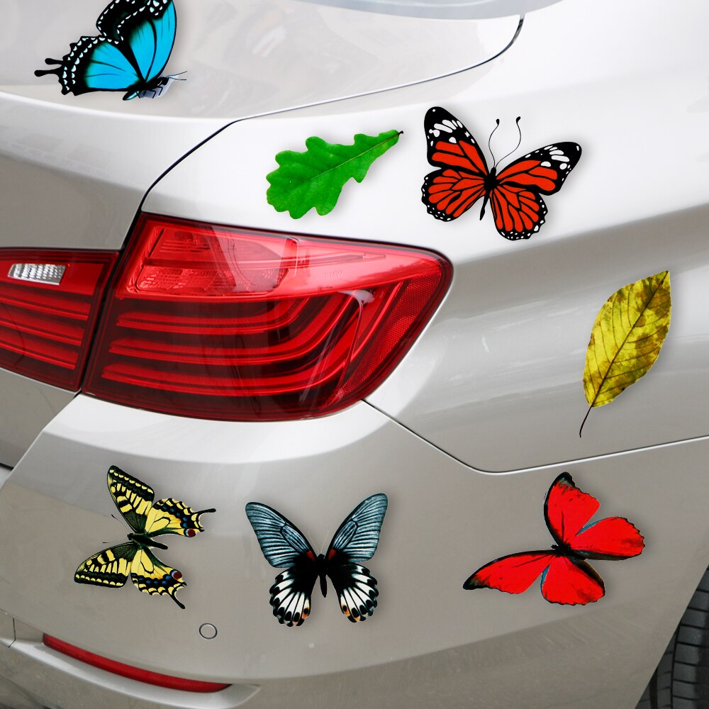 Cartoon Reflective Lovely Butterfly Leaves Car Stickers Funny Auto Decals Car-Styling Sticker Motorcycle Car Decal Scratch Cover