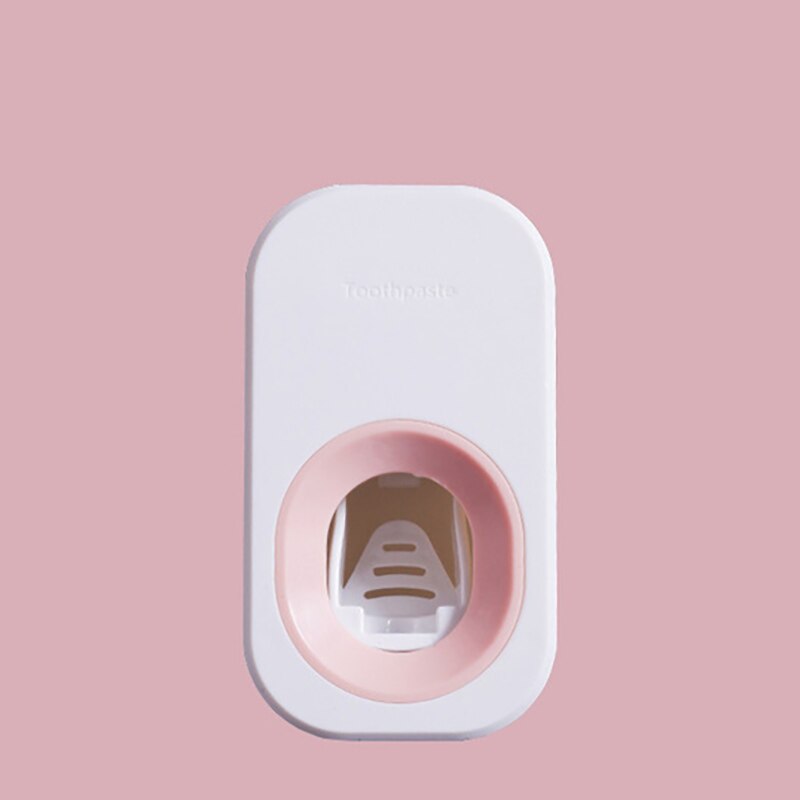 Automatic Toothpaste Dispenser Wall Mounted Toothpaste Squeezer Home Punch Free Toothpastes Dispenser Bathroom Accessories: White-Pink