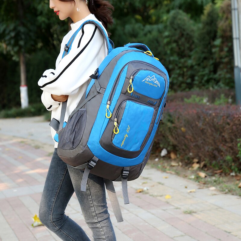 Ungdoms sport ryggsekk herre reise ryggsekk nylon vanntett utendørs tur fjellklatring bag student skolesekk svart