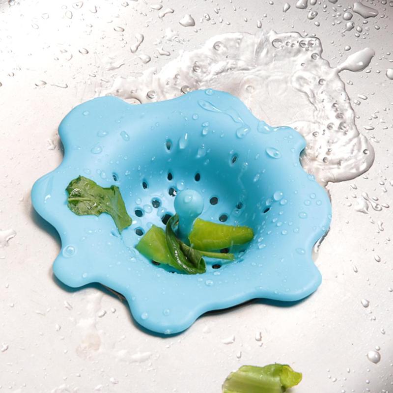 Flower Petal Silicone Sewer Drain Cover Stopper Kitchen Sink Strainer Filter Silicone Kitchen Strainers Bathroom Gadgets