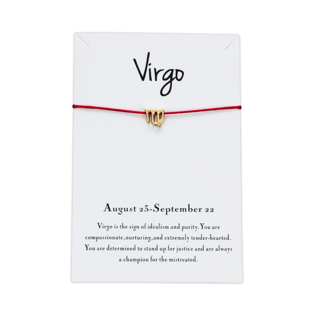 Lucky Eye Sterrenbeeld 12 Constellation Charm Armband Voor Vrouwen Mannen Armband Wish Card Sieraden Goud Kleur CN128: Virgo