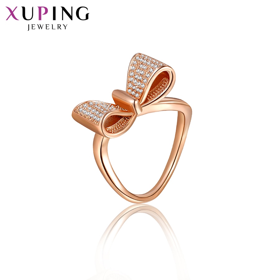 Xuping Luxus Ringe Rose Gold-farbe Überzogen Hochzeit Ringe Schmuck Valentinstag für Frauen S31-10022
