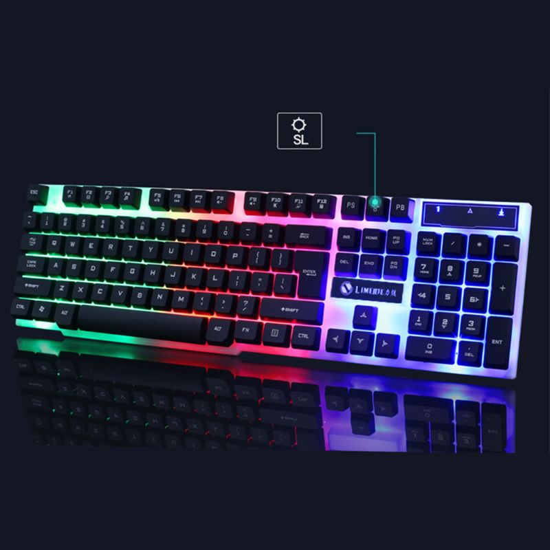 LED Light Gaming Mechanical Feel Keyboard and Wired Mouse Combo Set for Computer PC