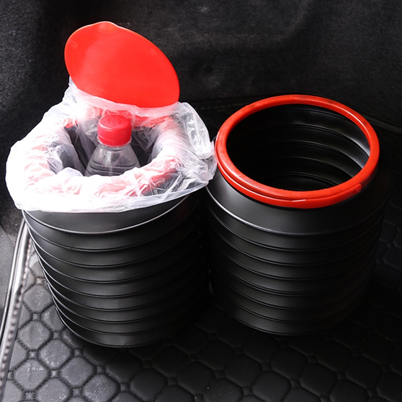 Direct Wind car trash bin garbage can car wash telescopic bucket folding trash organizer garbage holder Universal Black