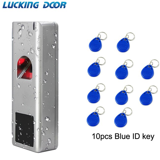 Metal Biometric Fingerprint Standalone Access Control System Rfid 125khz Reader 180kg 280kg kit Waterproof IP66 1000 Users: SF1 10 ID key
