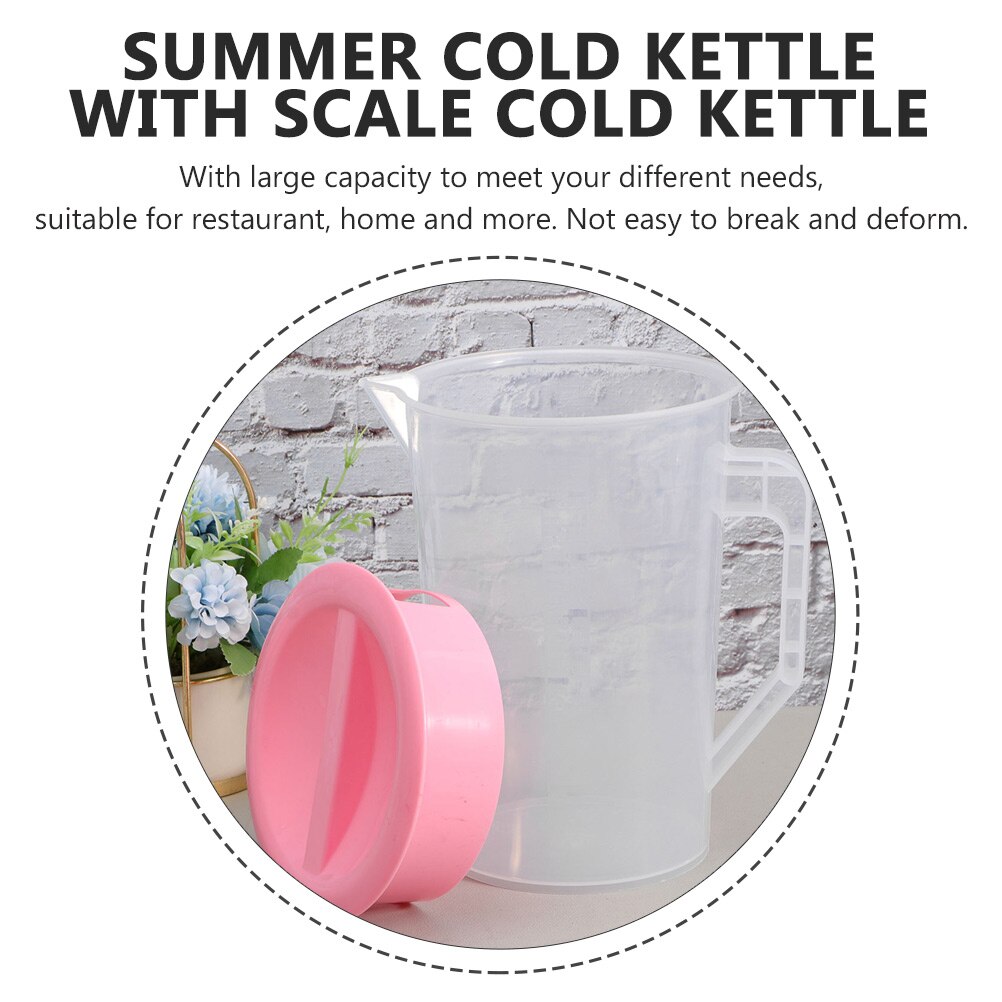 Reusable Cold Drink Water Kettle with Scale Plastic Pitcher with Lid Home Kettle