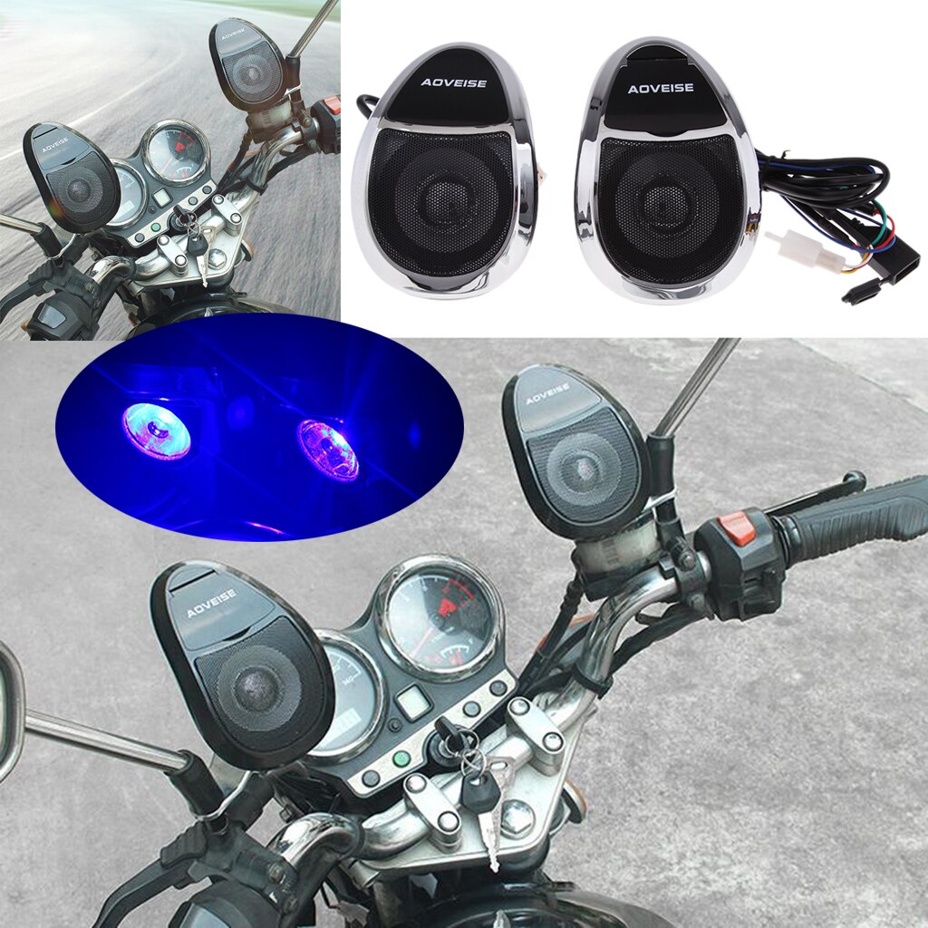 Motorcykel bluetooth højttalere med fm radio antenne, vandtæt motorcykel stereo radio systemer håndtagarmmonteret , 2 farver: Krom