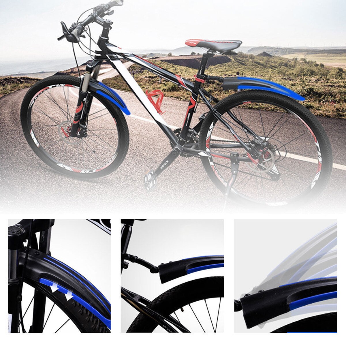 Road mountainbike dæk mudderbeskytter cykel cykeldæk for / bag mudderbeskyttere fendere sæt cykel mudderbeskyttelse