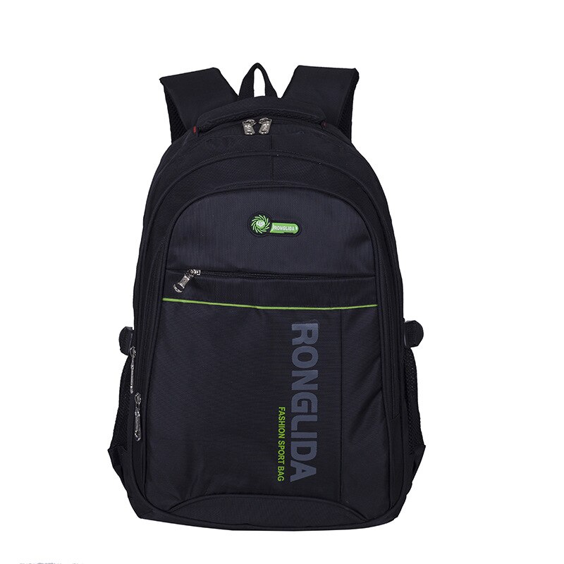 Mochila negra de Nylon de gran capacidad, mochilas escolares para estudiantes de secundaria, para hombres y adolescentes, mochila grande de estilo universitario: Verde
