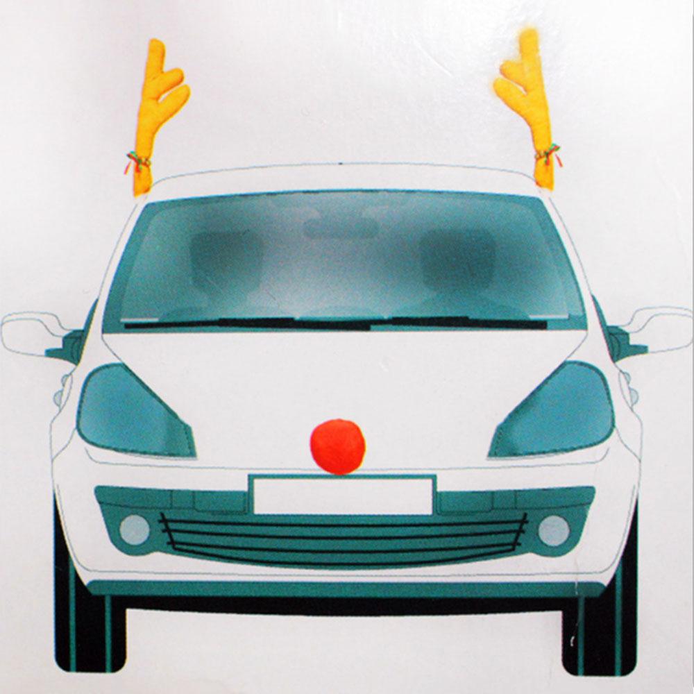 1Set Modieuze Kerst Geel Gewei Decoratie Auto Windows Ornamenten