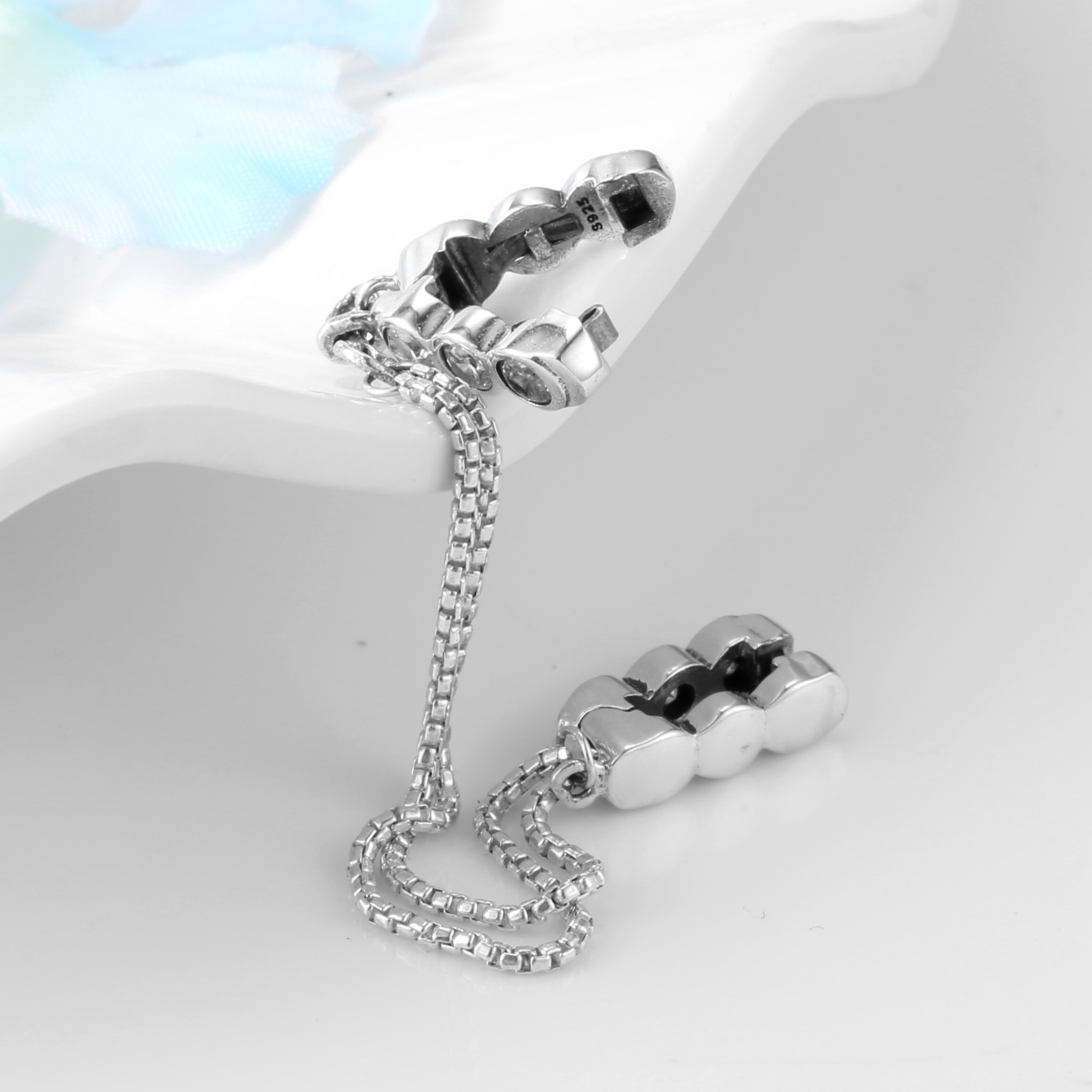 Chiaro CZ 925 sterlina d'argento Pinze Perline Pendenti E Ciondoli Monili Che Fanno in forma Originale Riflessioni Pendenti E Ciondoli Dei Braccialetti Dei Braccialetti