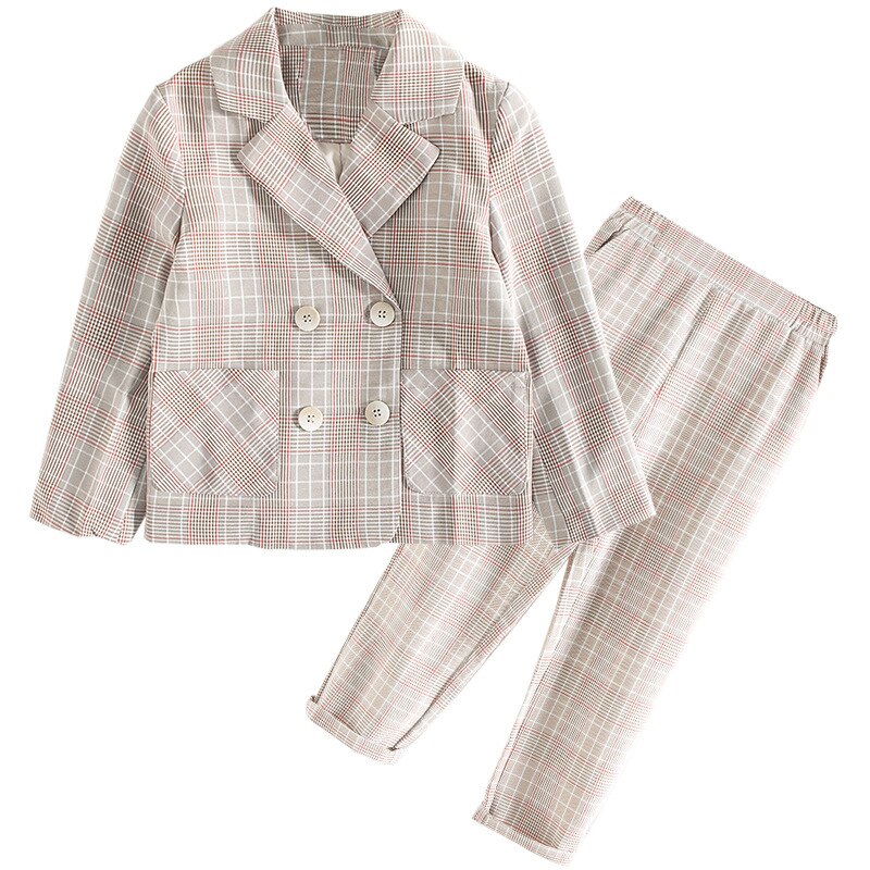 Tiener Meisjes Kleding Set Herfst Meisjes Plaid Suits Jassen Broek School Trainingspak Meisjes Kleding Kinderkleding 8 10 Jaar: Pants Suit / 4