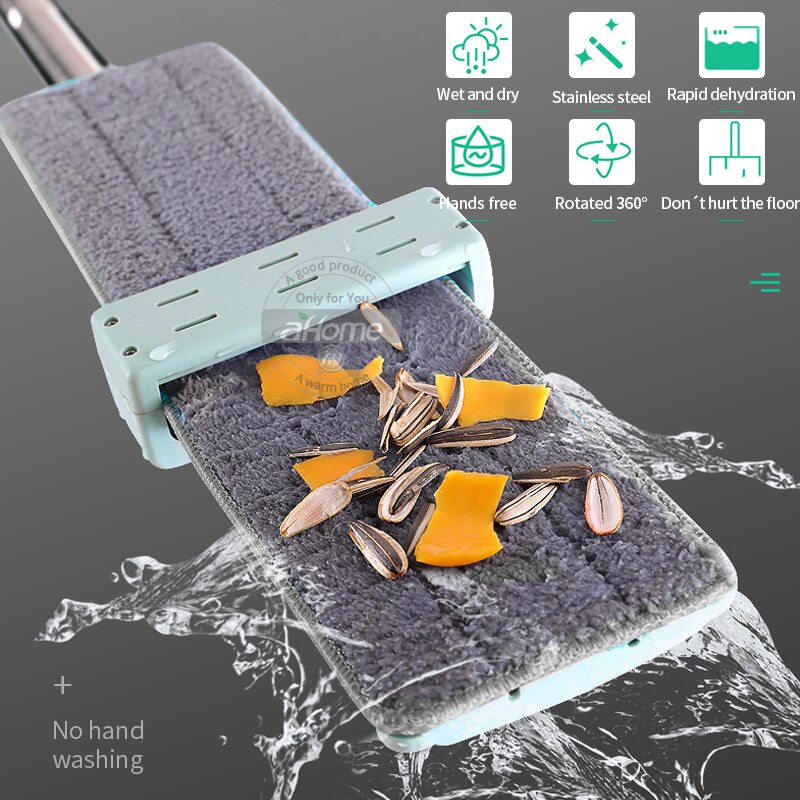Fregona mágica para limpiar el piso, limpiador de microfibra, fregona plana apretada, fregona giratoria de 360, fregona húmeda para limpiar el suelo seco