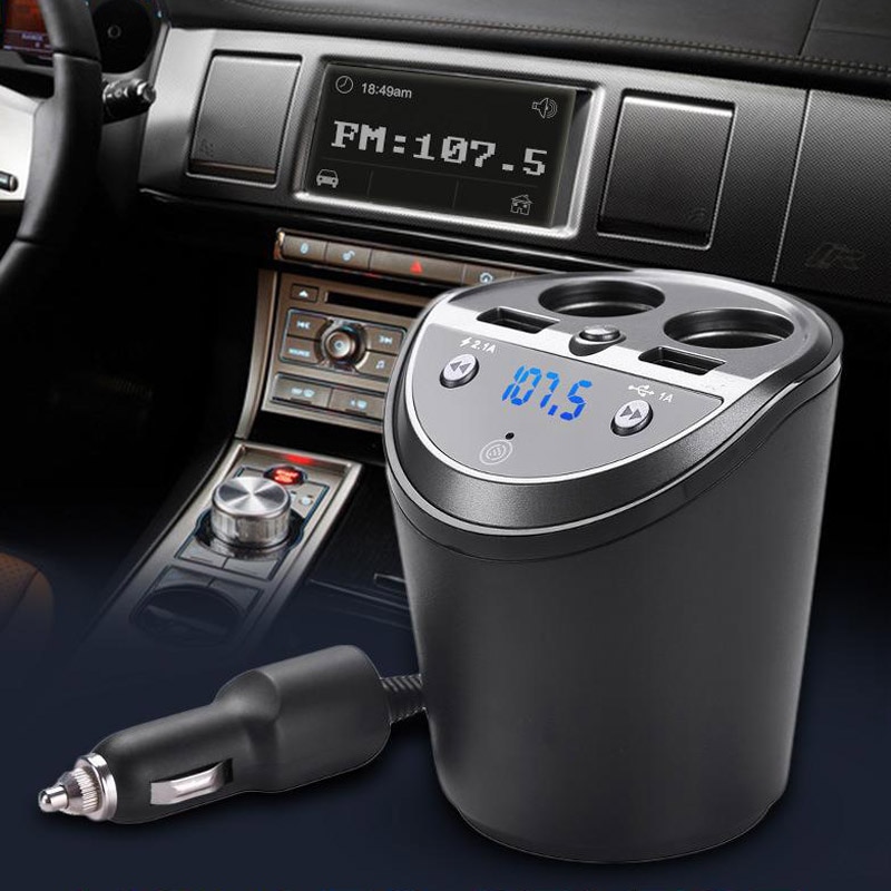 Autoladegerät für iphone, mobiltelefon, freisprecheinrichtung, fm-transmitter, bluetooth-autokit, lcd-display ,  mp3- player, dual-usb-autoladegerät