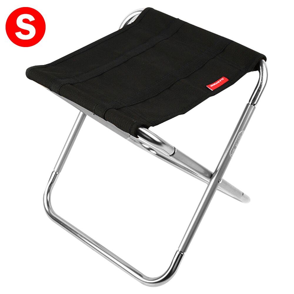 sfit Outdoor Foldable Fishing Chair Ultra Light Weight Portable Folding Camping Aluminum Alloy Picnic Fishing Chair with Bag&: black S