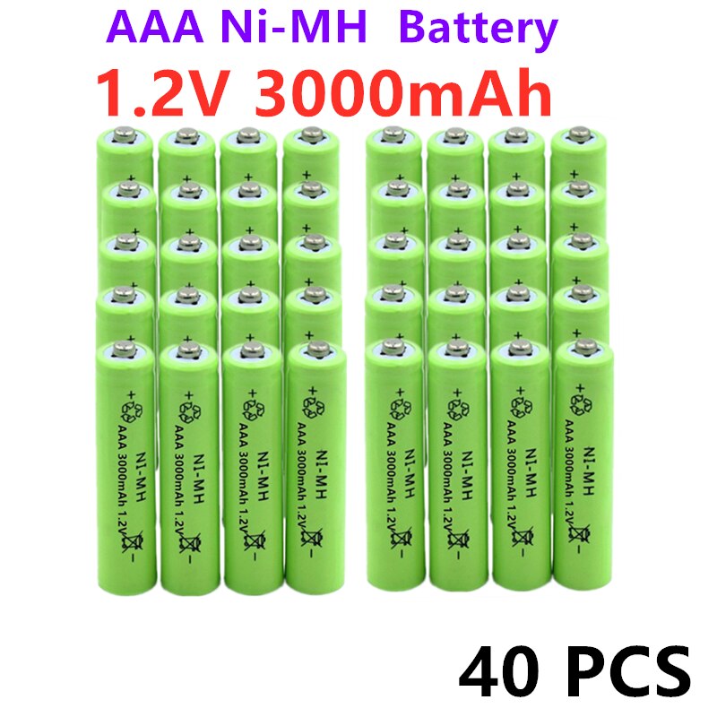 40 PCS 3000mah 1.2V AAA Battery NIMH AAA low self discharging Rechargeable battery AAA batteries for flashlight toys: 40 PCS battery
