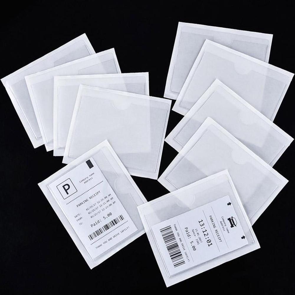 4pcs Card Cover Durable Plastic Self-Adhesive Clear Card Holder Organizing Cover Card Label Card Pocket 100 x 80mm