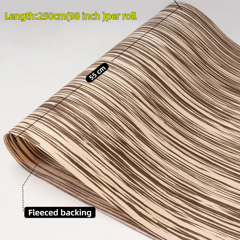 98Inch 0.25mm Engineered Zebra Wood Veneer Sheet, Apply for Speaker Furniture Plywood Cabinet Wall Panel Door Home Decoration