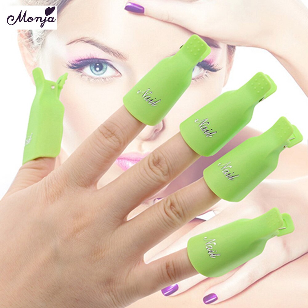 10pcs Wearable Acrylic Nail Clip Nail Polish Removers Plastic Nail Art Soaker Caps Clip UV Gel Tool Resurrection Clip