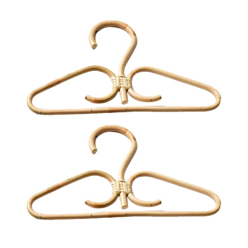 2 Stuks Rotan Kleerhanger Natuurlijke Rotan Hand Geweven 3 Haak Hanger Voor Thuis Garderobe Kleding Winkel Decor: Default Title