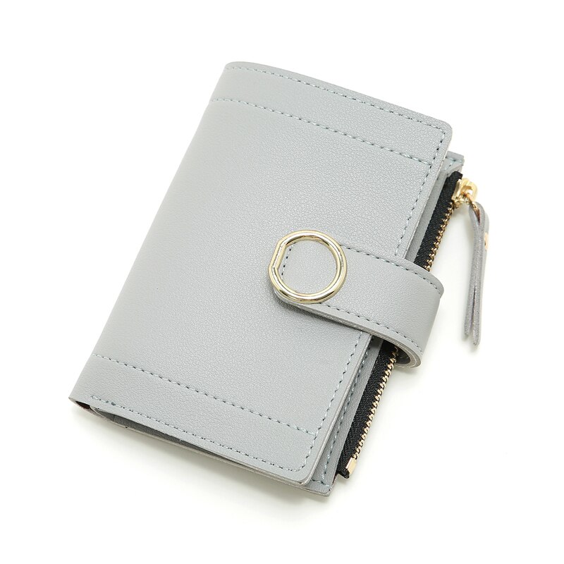 Women Leather Small Wallet Card Holder Solid Color Short Lovely Purse Zip Coin Purses Clutch Handbag Coin Purse: 1