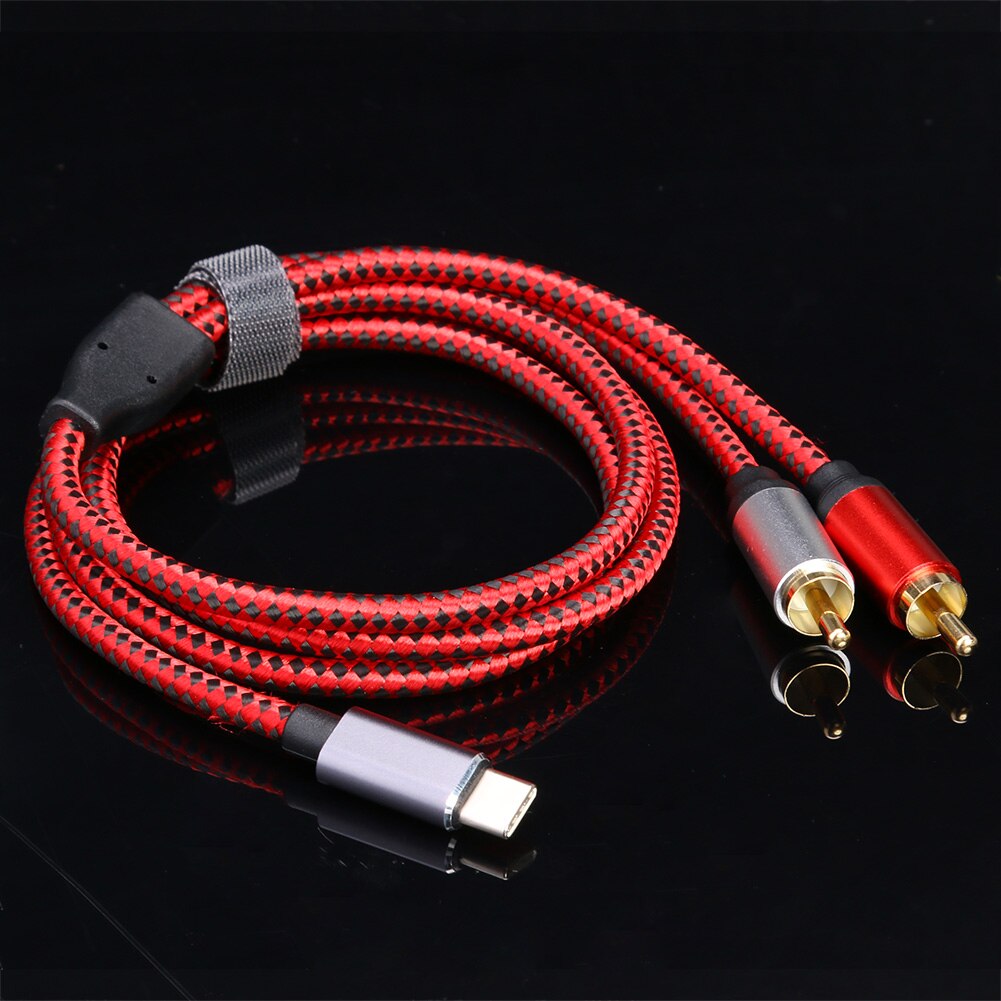 USB Type C to 2 RCA Male Audio Cable Delicate Durable Audio Cable for Xiaomi Huawei Tablet Speaker Amplifier