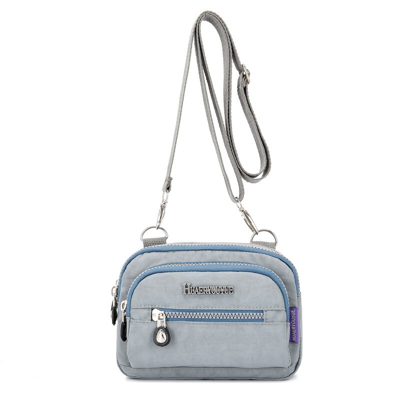 Vrouwen Messenger Bags Kleine Portemonnee Schoudertas Vrouwelijke Waterdichte Nylon Crossbody Tassen Taille Packs Handtassen: silver grey