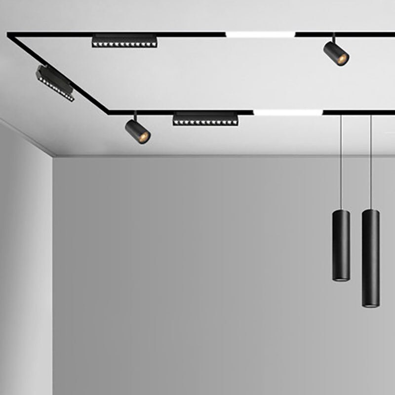 Magnetic Track Light Dimmable Remote Control 48VLed Ceiling Lamp Track Rail Lighting No Main Light Spotlight