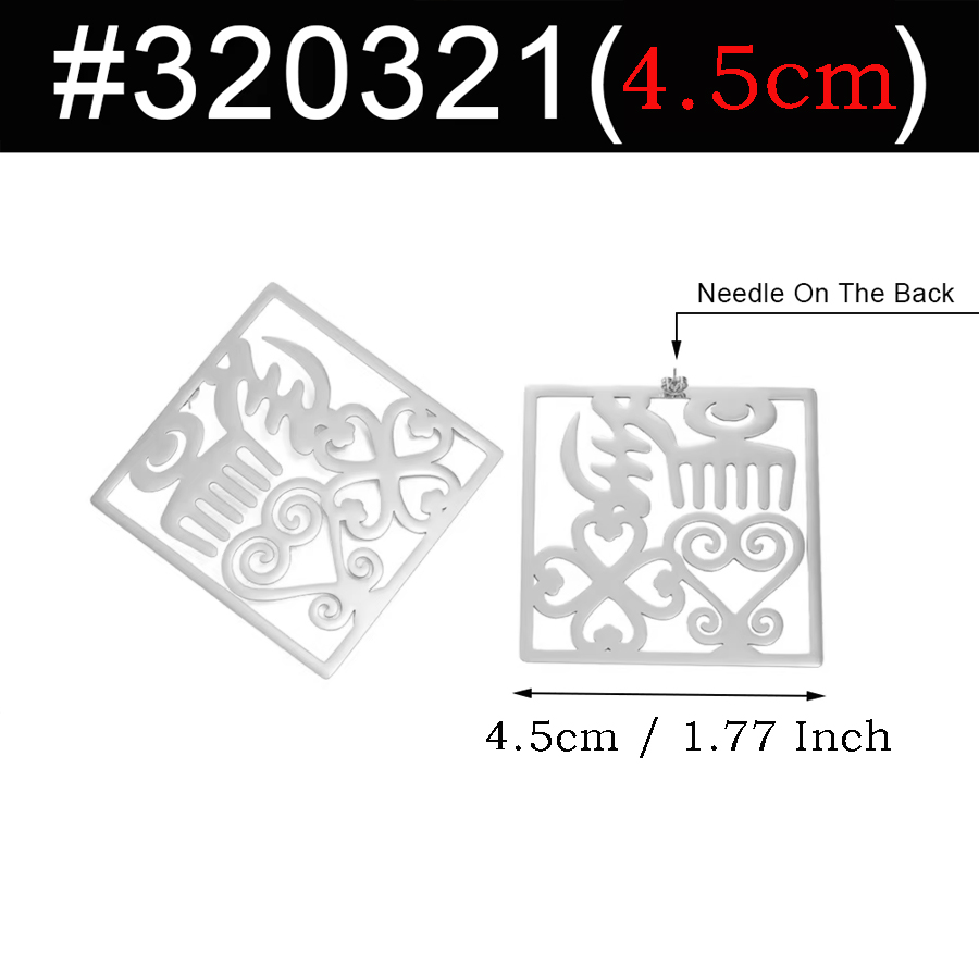 Anniyo 7CM Exaggerated Traditional Symbol Big Earrings African Ornaments Ancient Egyptian Jewelry Gye Symbol Ankara #320321: Rhodium Plated