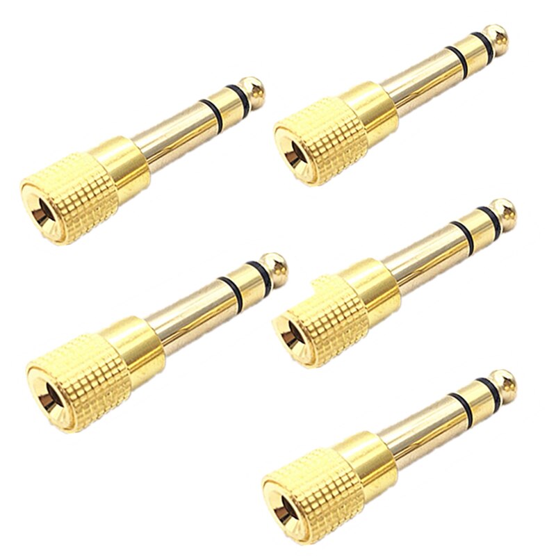 5/3/1Stck Jack 6,35mm Stecker auf 3,5mm Buchse Kopfhörer Verstärker Adapter Mikrofon 6,3 3,5mm Konverter: 5stck